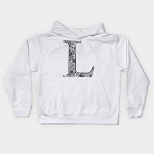 Floral  Letter Capital L Kids Hoodie